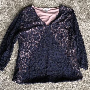 Navy blue Coldwater Creek lace top.